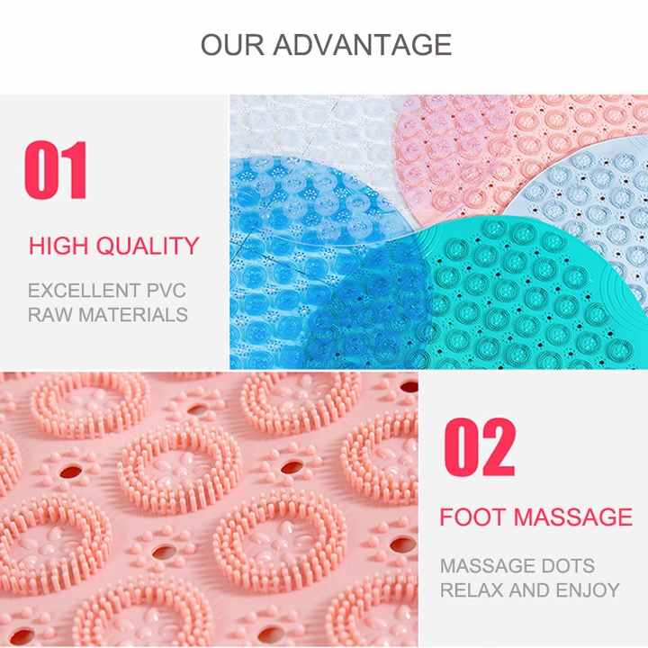 Light Brown Non-Slip Round Shower Foot Scrubber Mat - Soft Silicone Massage Pad for Foot Cleaning 5