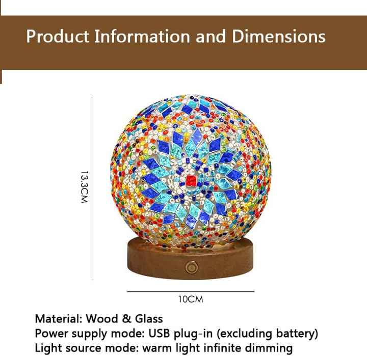 Orange Handmade Mosaic Glass Lamp - Vibrant Decorative Table Light 4