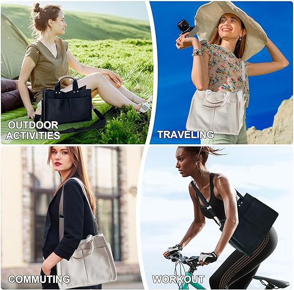 Black Stylish Canvas Briefcase Tote Bag with Large Capacity for Women 3