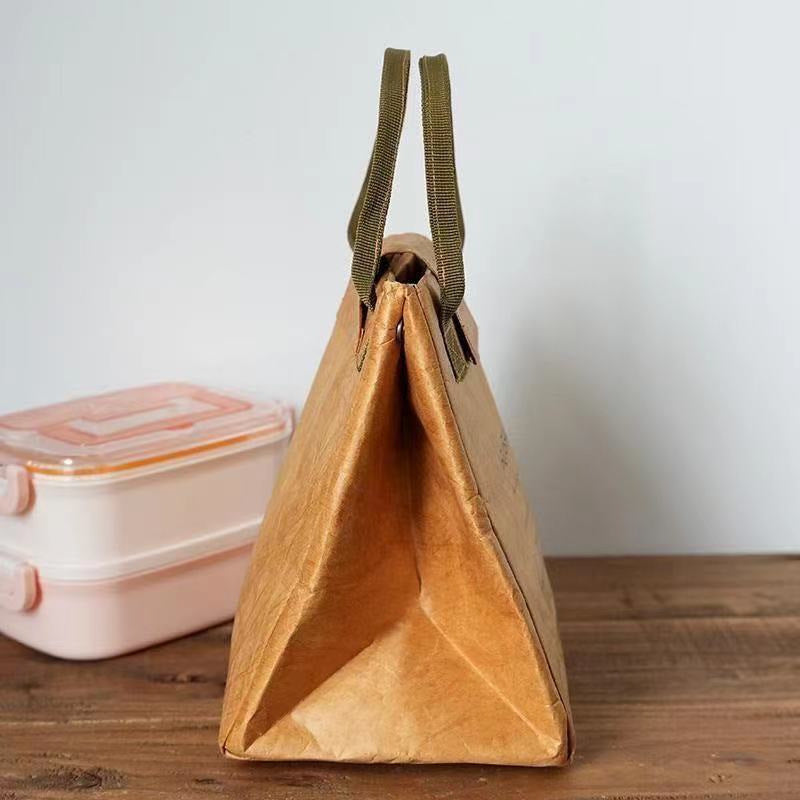 Beige Eco-Friendly Insulated Lunch Bag with Handle - Durable and Reusable 4