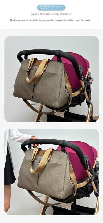 Grey Multi-functional Baby Diaper Bag with Changing Mat - Travel & Stroller-Friendly Design 5