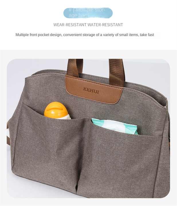 Dark Grey Multi-functional Baby Diaper Bag with Changing Mat - Travel & Stroller-Friendly Design 4