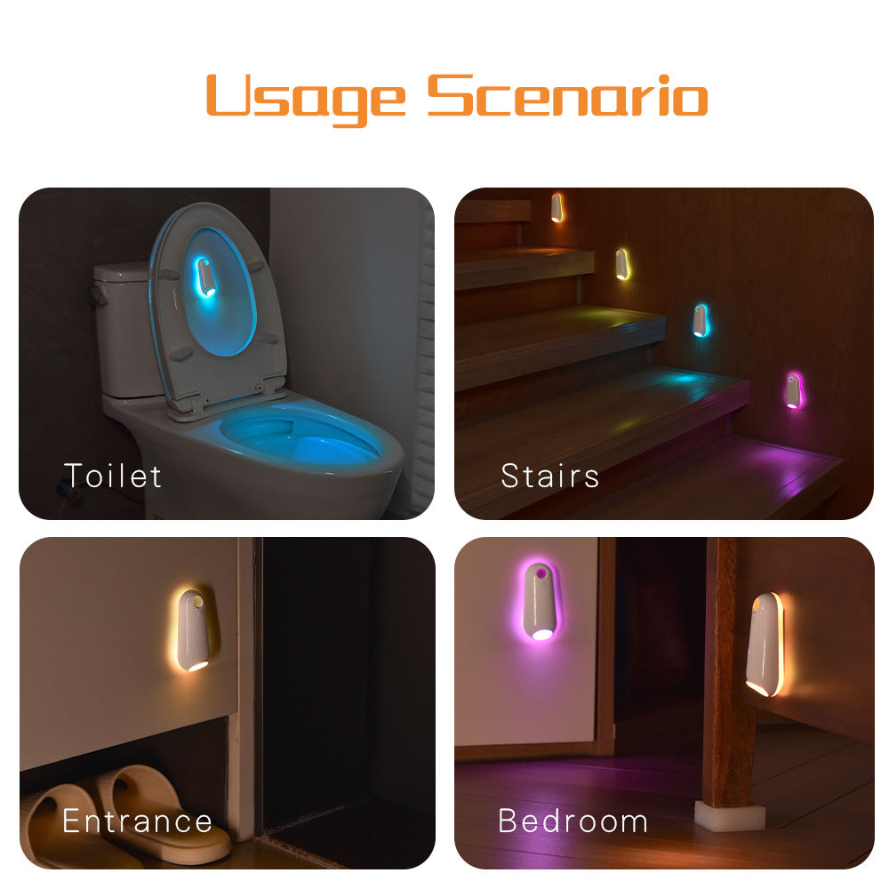 LED Motion Sensor Toilet Night Light - 8-Color Adjustable Glow with Modern Design 3