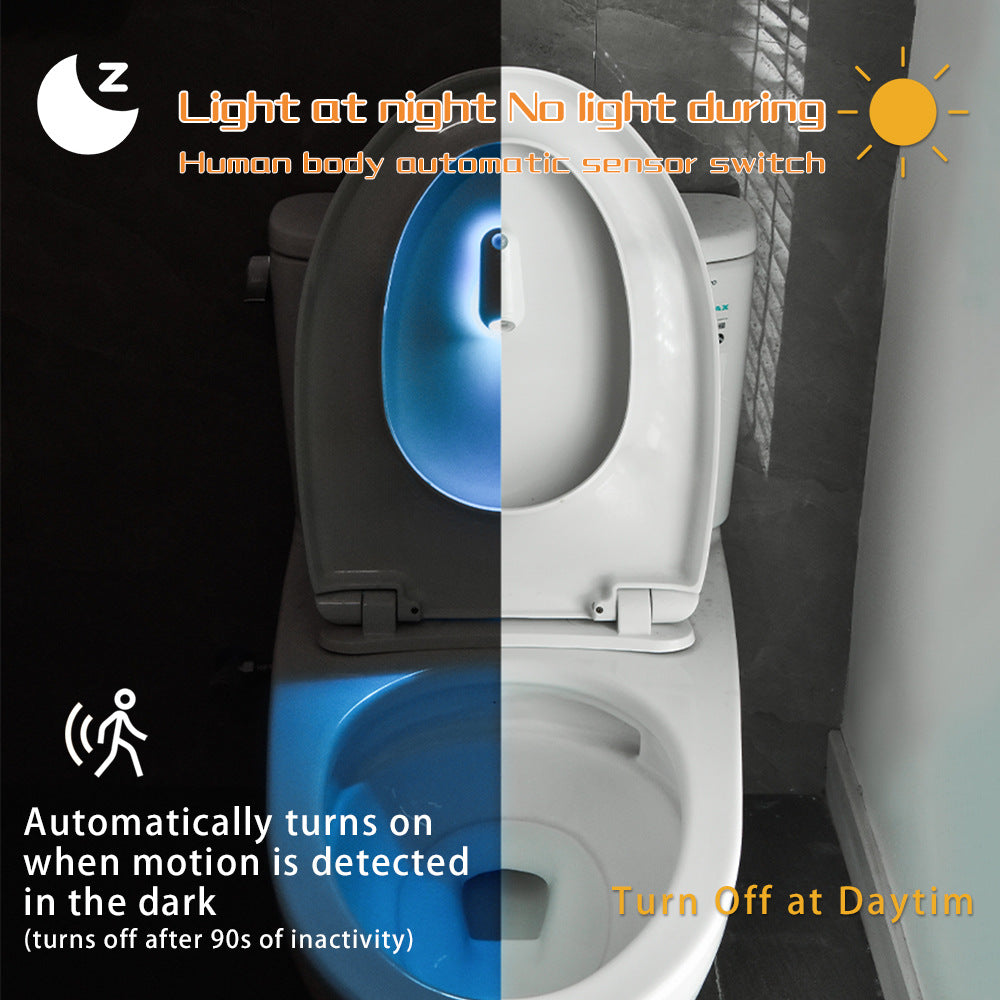LED Motion Sensor Toilet Night Light - 8-Color Adjustable Glow with Modern Design 5