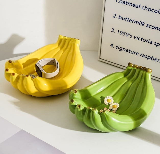 Yellow Ceramic Banana-Shaped Fruit Plate - Decorative and Functional Storage Tray 3
