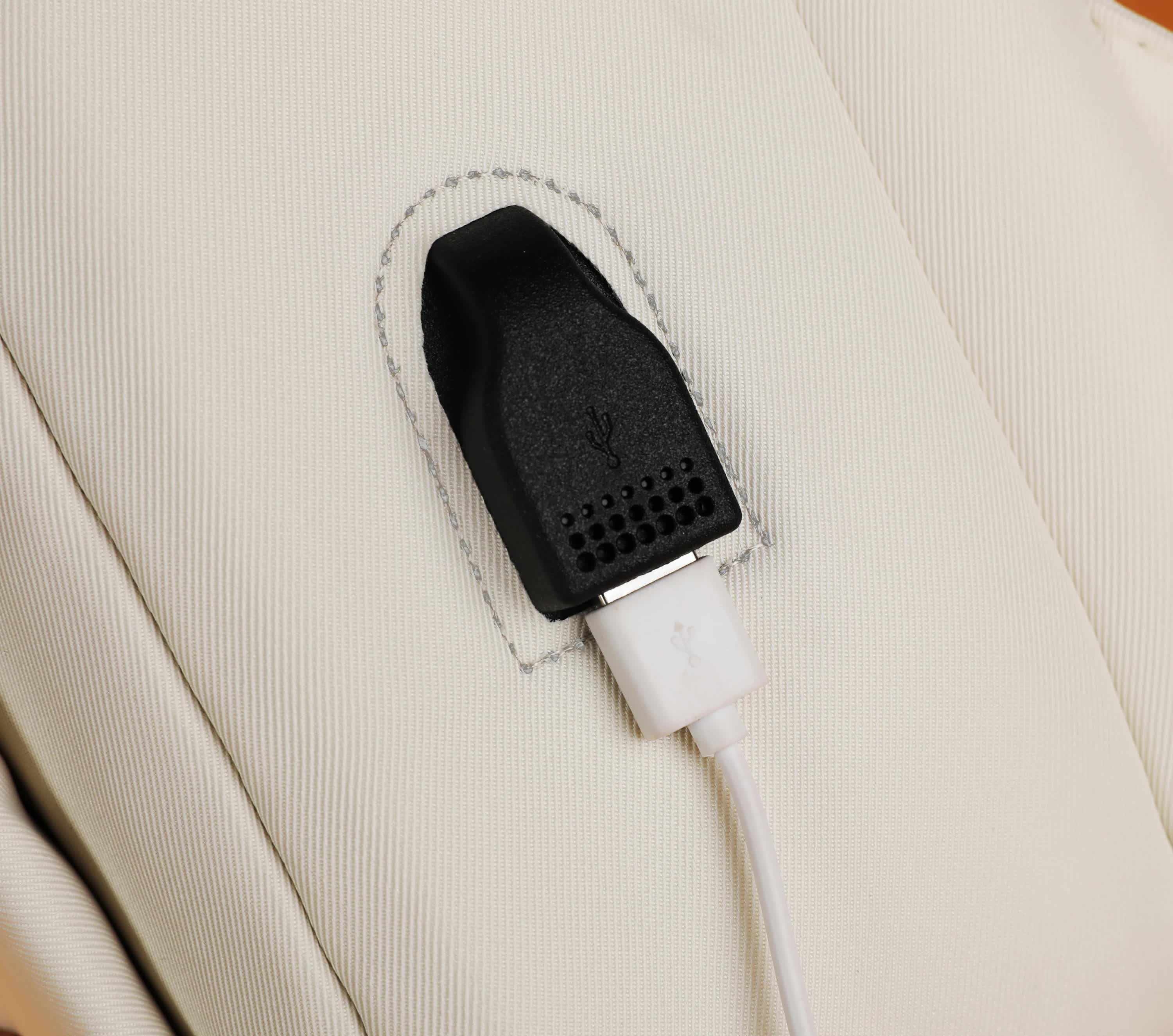 Beige Minimalist USB Charging Laptop Backpack - Elegant and Spacious Travel Bag 4