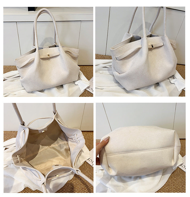 Beige Elegant PU Tote Bag - Soft and Stylish Handbag for Everyday Use 3