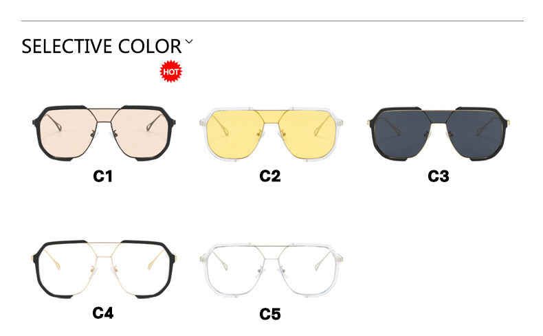 Transparent White and Yellow Tablets Unisex Oversized Aviator Metal Frame Sunglasses - Retro Fashion Eyewear with AC Lenses 4