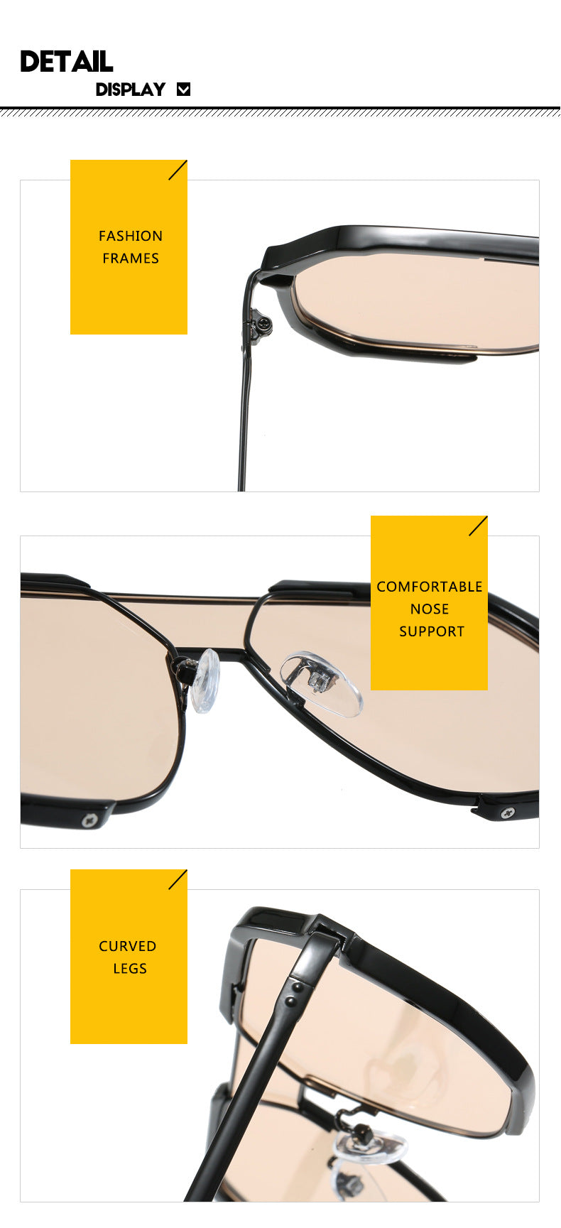 Transparent White and Yellow Tablets Unisex Oversized Aviator Metal Frame Sunglasses - Retro Fashion Eyewear with AC Lenses 6