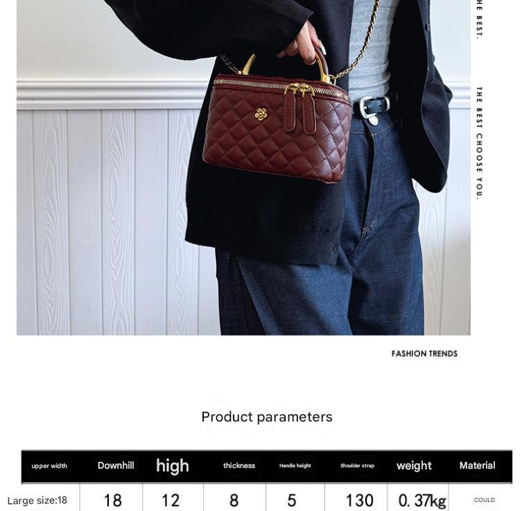 Wine Red Luxury Quilted Mini Box Handbag with Chain Strap and Metal Handle - Elegant Evening Purse 3