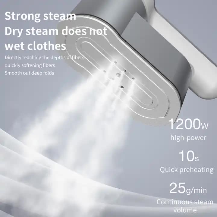 Grey Portable Handheld Garment Steamer | Mini Steam Iron for Home & Dorm Use | Compact Clothes Steaming Iron 4