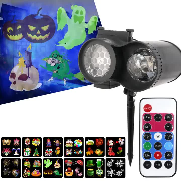 Bracket  Outdoor Waterproof Lawn Dual-Tube Projection Light – LED Halloween & Christmas Dynamic Water Ripple Animation, Replaceable 12 Slides, Stake or Stand Mountable 3