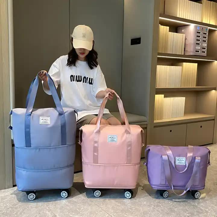 Light Purple Large Capacity Travel Bag with Expandable Design, Waterproof & Wet-Dry Separation, 360° Spinner Wheels - Ideal for Students, Business, and Maternity 3