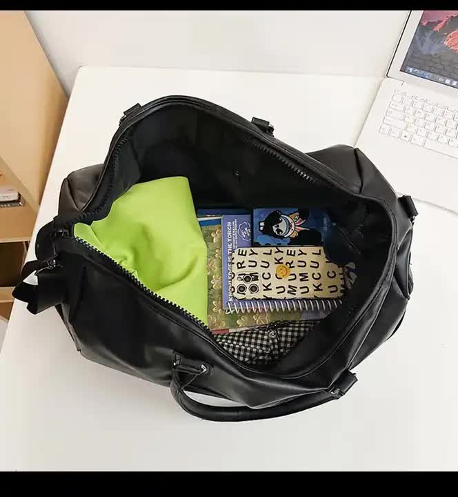 Dark Brown Solid Color Unisex Large Capacity Fitness Bag - Leather Sports Bag, Crossbody Travel Bag, Gym and Luggage Handbag 3