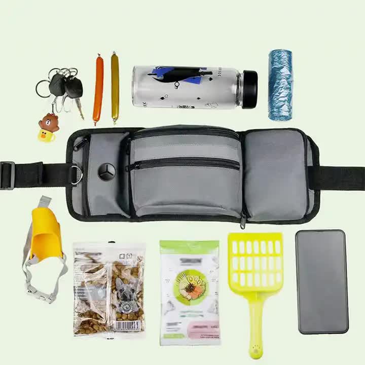 Black Portable Dog Training Bag - Multi-Function Pet Snack Pouch, Waste Bag Holder, and Training Waist Bag for Dog Walking and Outdoor Adventures 3