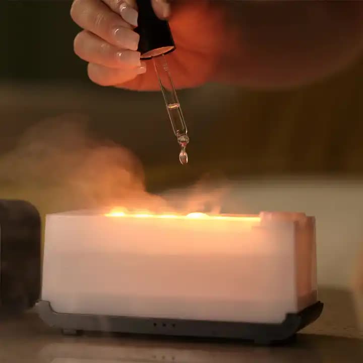 Black Timing Simulation Aroma Diffuser Usb Household Flame Humidifier Aromatherapy Machine Spray Air Flame Humidifier Diffuser 3