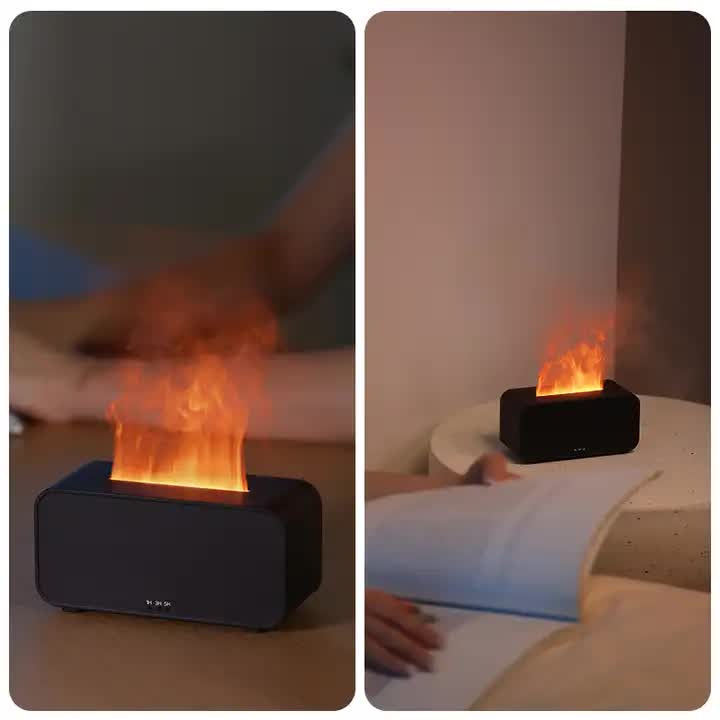 Black Timing Simulation Aroma Diffuser Usb Household Flame Humidifier Aromatherapy Machine Spray Air Flame Humidifier Diffuser 4