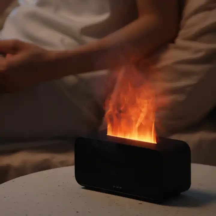 Black Timing Simulation Aroma Diffuser Usb Household Flame Humidifier Aromatherapy Machine Spray Air Flame Humidifier Diffuser 5