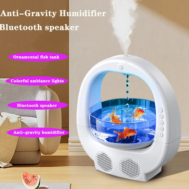 Black 3 In 1 Anti-Gravity Humidifier Multifunctional Aromatherapy Machine Bluetooth-compatible Speaker Fish Tank Ambient Light 3