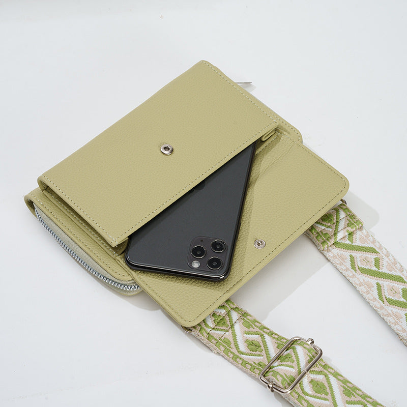 Light Green 2-piece combination new mobile phone shoulder bag niche design one-shoulder messenger bag mobile phone bag multi-function wide shoulder strap mother-and-child bag 4