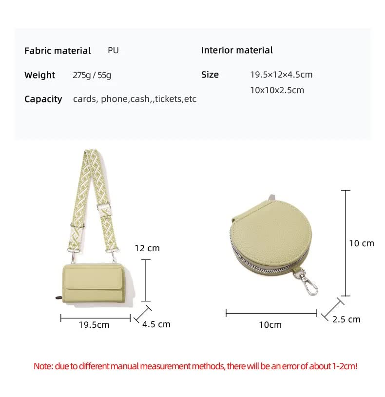 Light Green 2-piece combination new mobile phone shoulder bag niche design one-shoulder messenger bag mobile phone bag multi-function wide shoulder strap mother-and-child bag 5