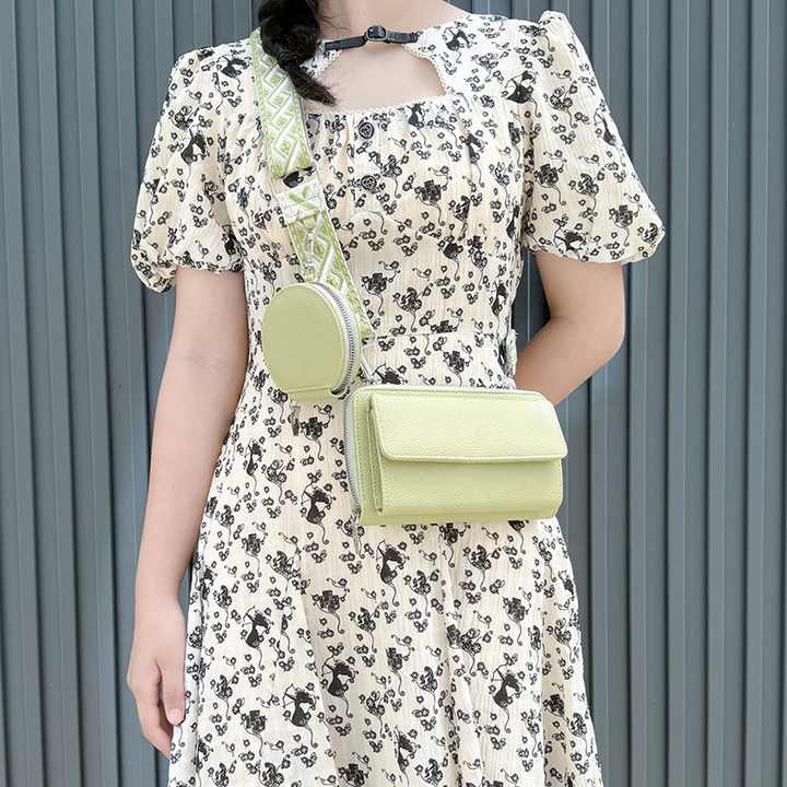 White 2-piece combination new mobile phone shoulder bag niche design one-shoulder messenger bag mobile phone bag multi-function wide shoulder strap mother-and-child bag 3