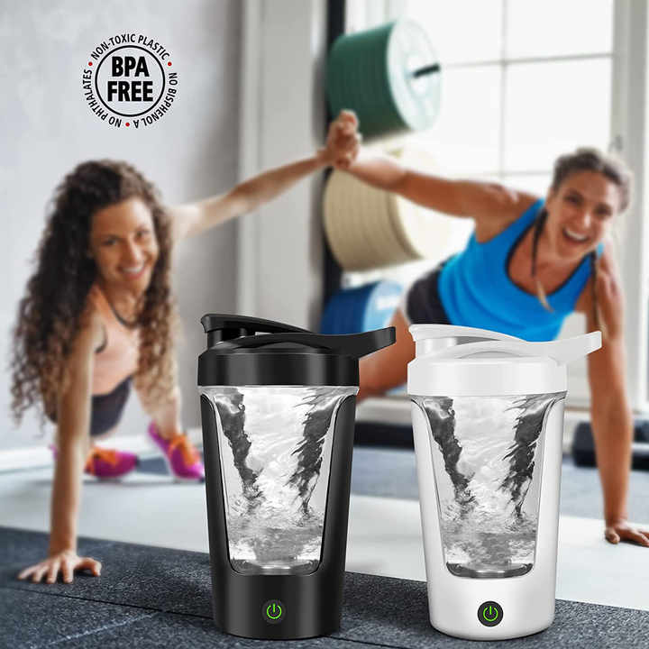 White USB Rechargeable Automatic Stirring Cup - Leak-Proof, Temperature Resistant, and Shockproof Electric Coffee and Protein Mixer 5