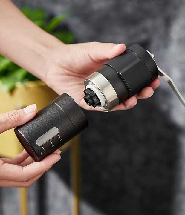 White Portable Stainless Steel Coffee Grinder - Manual Hand-Cranked Coffee Mill, Heavy-Duty Burr Grinder for Fresh Coffee Beans 4