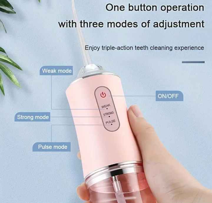 Pink Electric Portable Water Flosser - Smart 4-Head Oral Irrigation Teeth Cleaner, Pulse Cleaning for Home Use 4