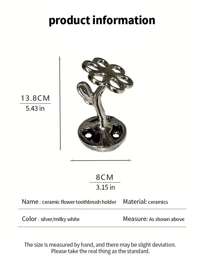 White Creative Ceramic Toothbrush Holder – Makeup Brush & Eyebrow Pencil Organizer for Bathroom, Stylish and Practical Toothbrush Stand 3