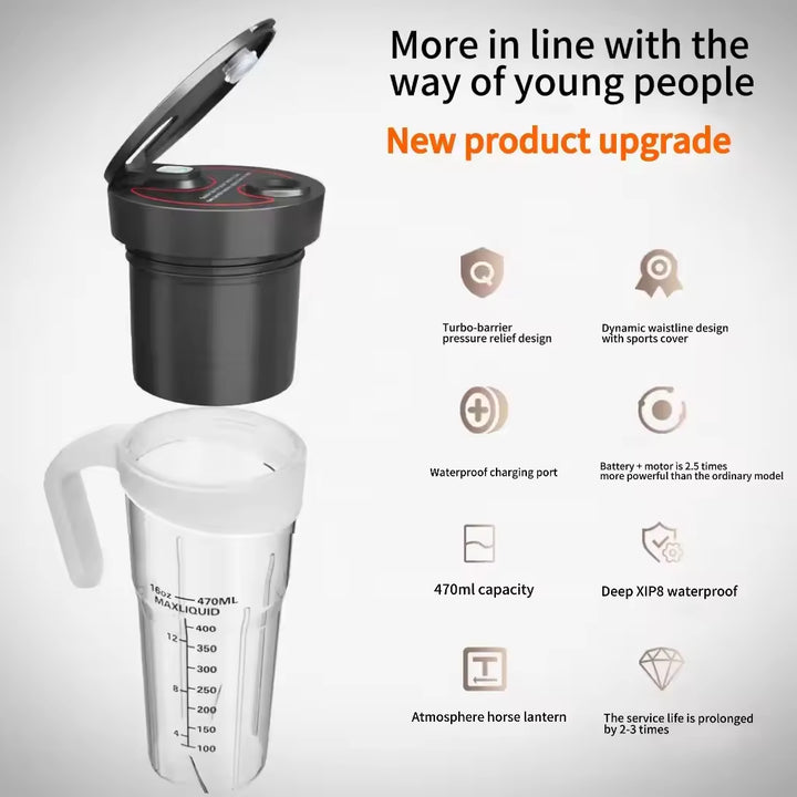 Black Portable Juicer - Rechargeable Outdoor Travel Juice Cup with Six Blades, Multifunctional Smoothie Maker 3