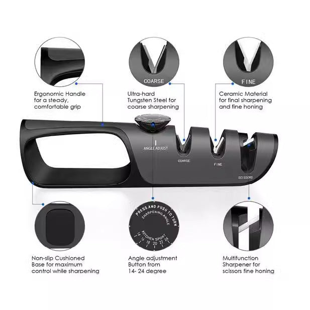 Adjustable Multi-Functional Knife Sharpener with Angle Control for Kitchen Tools, Scissors, and Blades 3