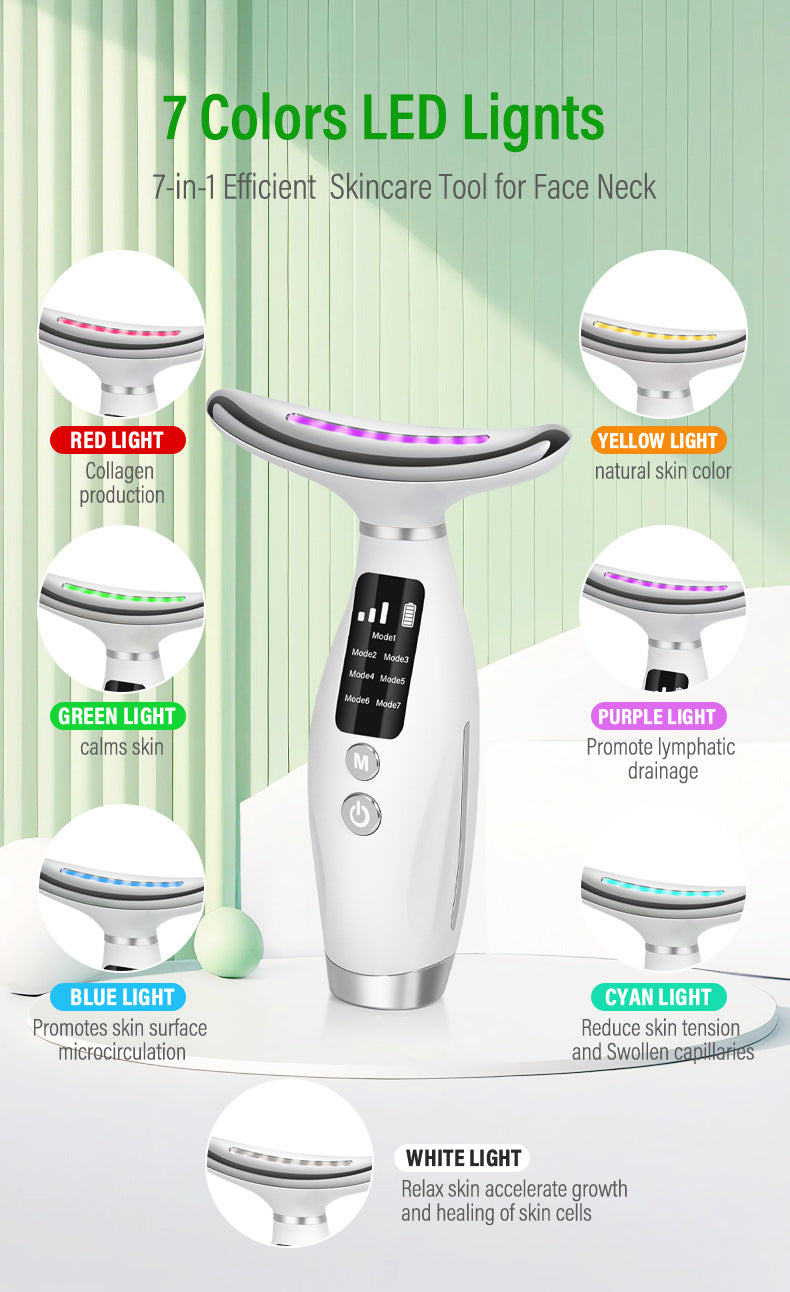 7-Color LED Neck Massager with Heat Therapy, 7 Modes, USB Rechargeable Neck Beauty Device 4