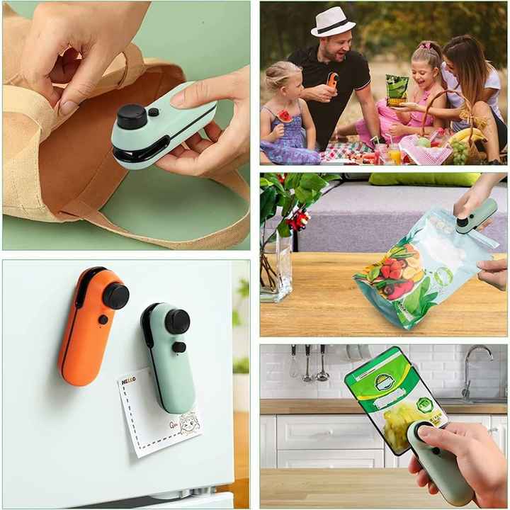 Orange Portable Mini Food Vacuum Sealer - Convenient Household Snack Bag Sealing Machine 3