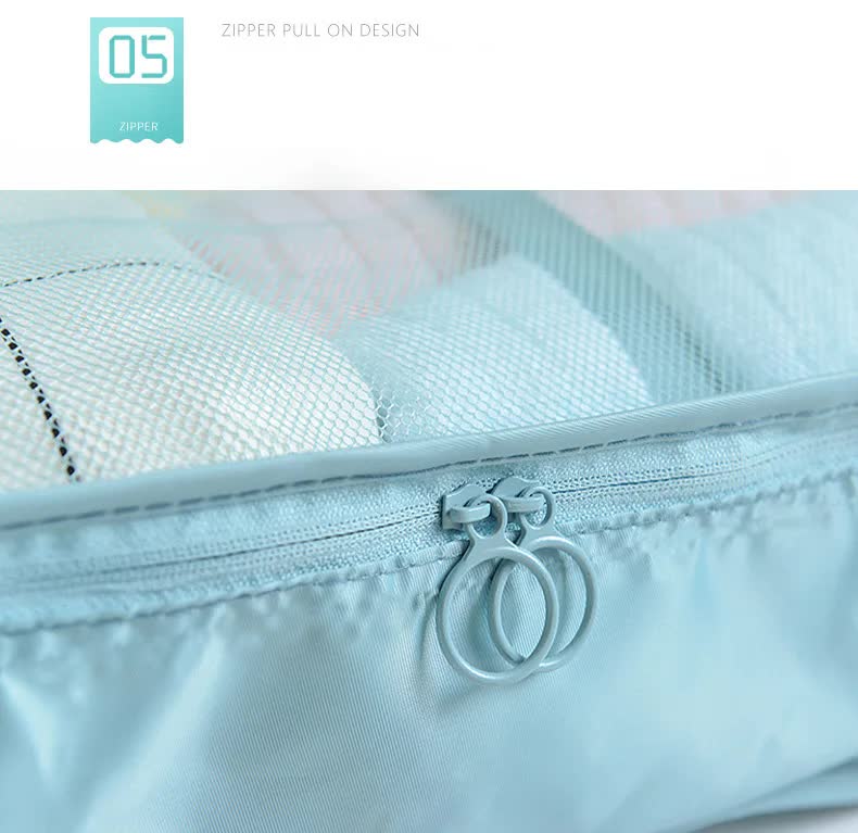 Gray Blue 8-Piece Travel Organizer Set - Packing Bags for Clothes, Shoes, Underwear, and Toiletries with Drawstring and Zip Pouches 6