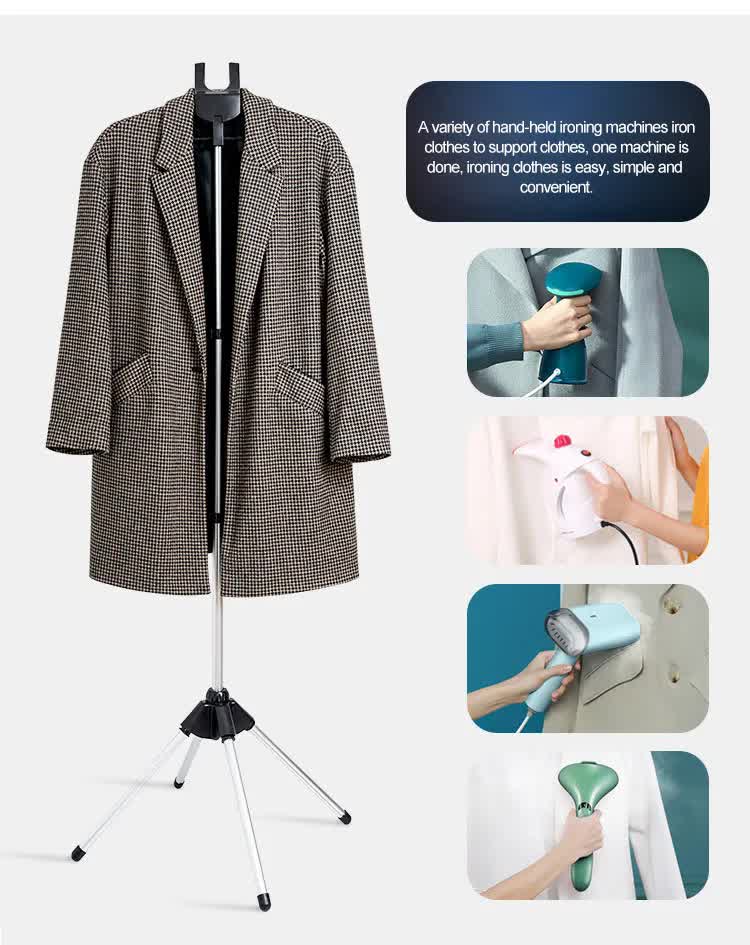 Grey Adjustable Foldable Garment Steamer Stand - Independent Support for Home Use 3