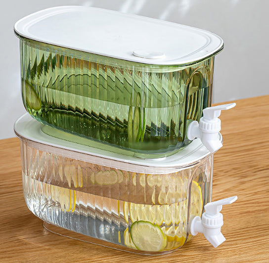 Green 4 Liter Refrigerator Cold Drink Dispenser, Juice & Fruit Infuser Water Pitcher, Spigot Beverage Container 4
