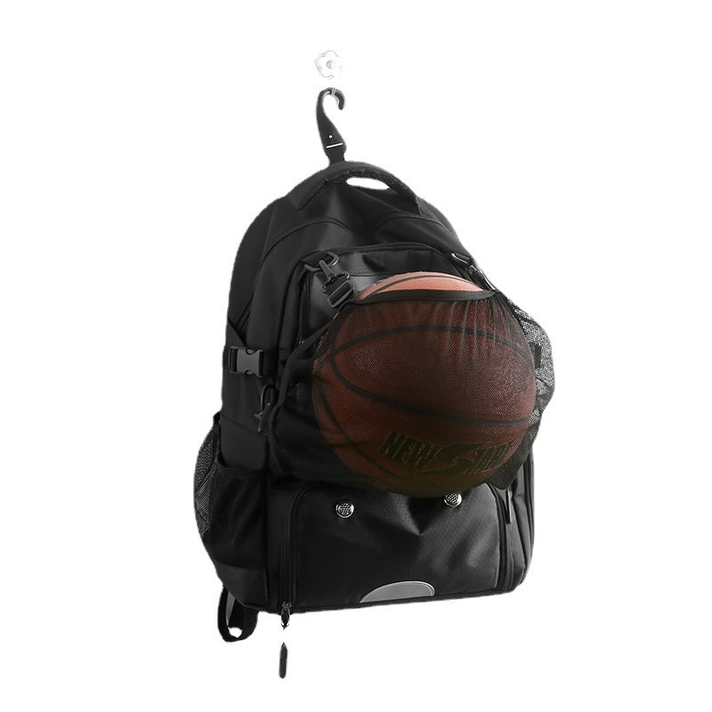 Black Large Capacity Sports Backpack, Waterproof Basketball & Soccer Bag, Separate Shoe Compartment, Student Backpack 4