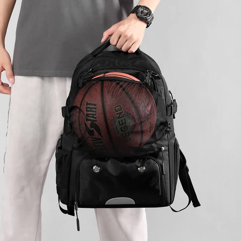 Black Large Capacity Sports Backpack, Waterproof Basketball & Soccer Bag, Separate Shoe Compartment, Student Backpack 5