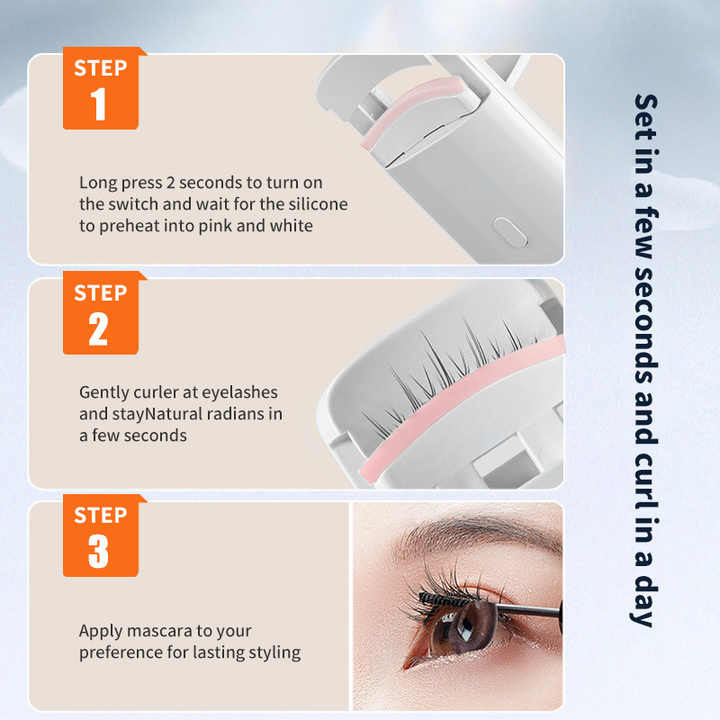 White Electric Heated Eyelash Curler, Portable Rechargeable Lash Curler, Long-Lasting Eyelash Curling Tool 5
