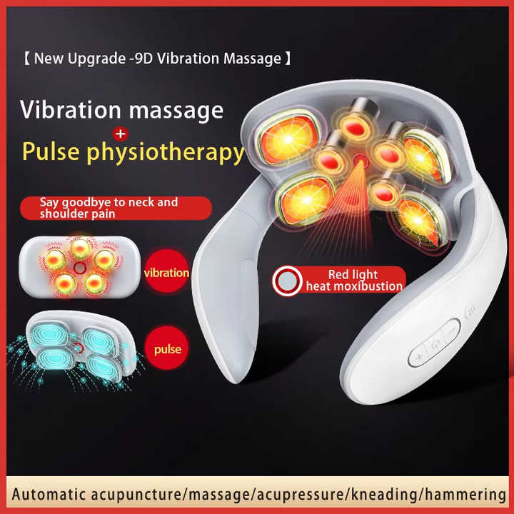 White Portable Electric Neck Massager – Intelligent Pulse Therapy with Heat and 4 Massage Heads 3