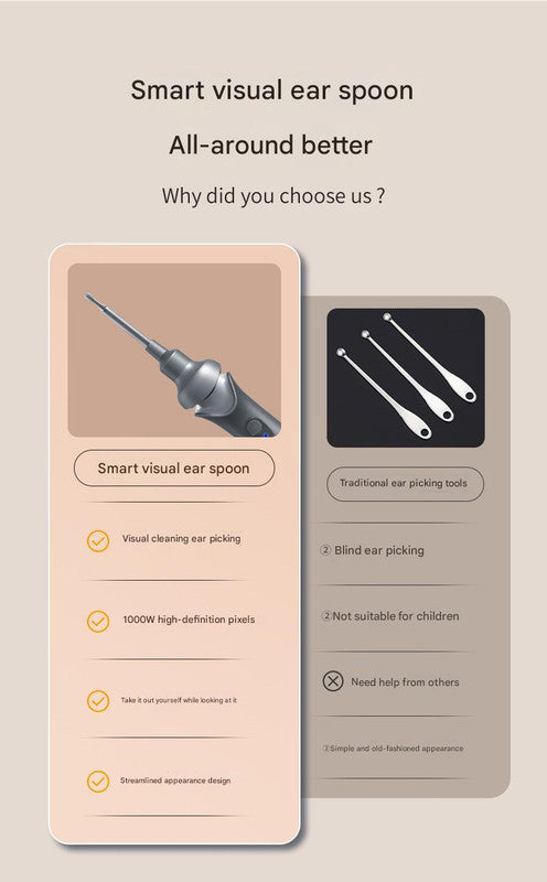 Black Rechargeable Visual Electric Ear Cleaner with LED Light - Safe and Effective Ear Wax Removal Tool for Adults and Children 4