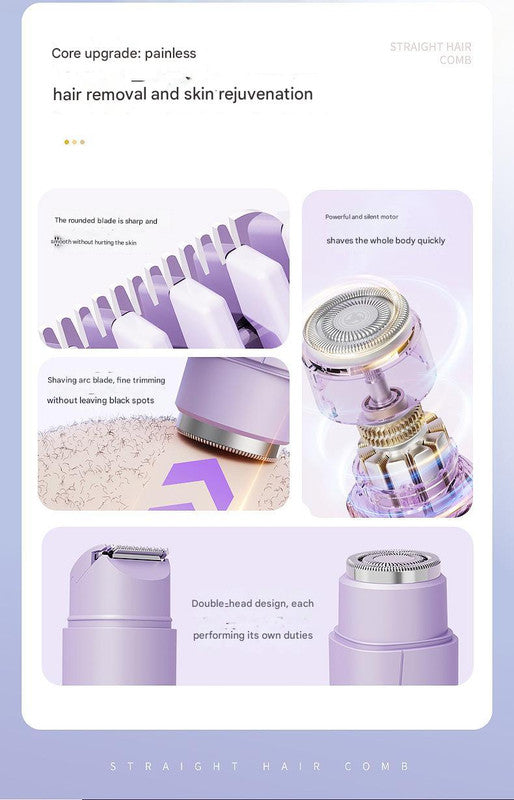 Pink Portable Wireless Electric Hair Remover – Dual-Head Rechargeable Mini Shaver for Women’s Sensitive Areas 5