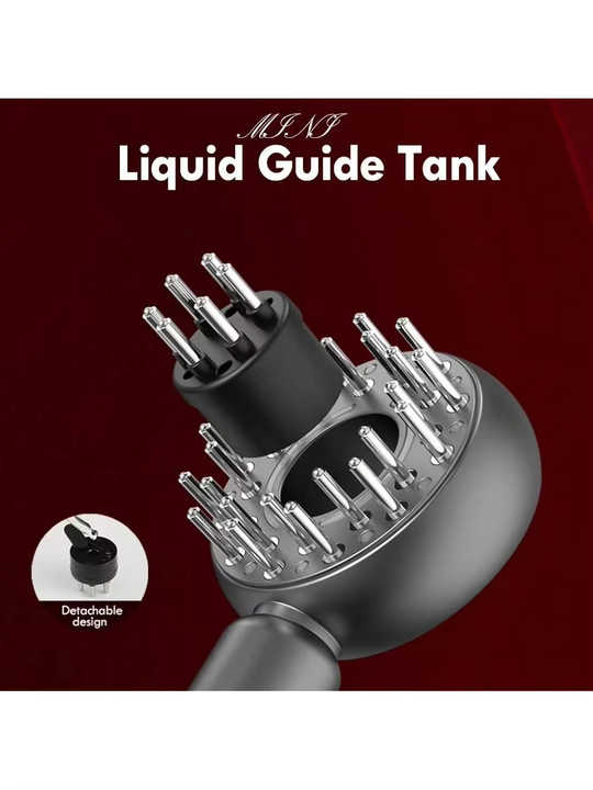 White Intelligent Scalp Massager Brush with Red Light Therapy - Hair Care, Volumizing, and Essence Applicator 5