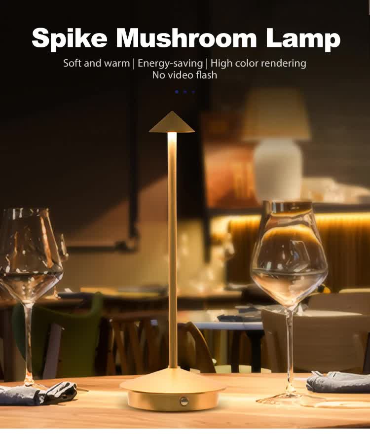 Gold Modern Minimalist Aluminum LED Mushroom Night Light - Creative Bedside Atmosphere Lamp for Dining Room and Bedroom 3