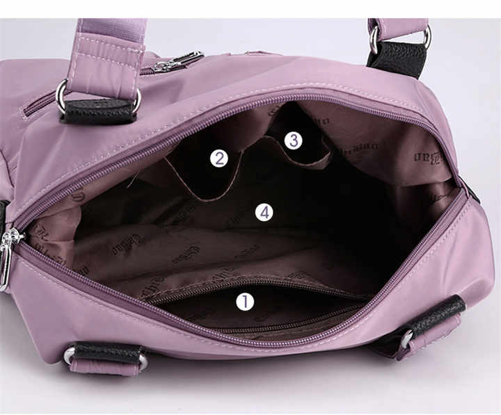 Black Stylish Nylon Large Capacity Tote Bag for Work and Commute | Multi-Pocket Shoulder Bag | Fashionable Canvas Bag 3