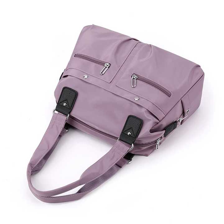 Black Stylish Nylon Large Capacity Tote Bag for Work and Commute | Multi-Pocket Shoulder Bag | Fashionable Canvas Bag 4