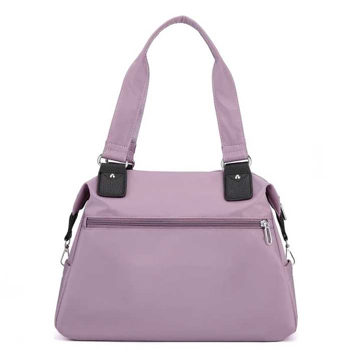 Black Stylish Nylon Large Capacity Tote Bag for Work and Commute | Multi-Pocket Shoulder Bag | Fashionable Canvas Bag 5