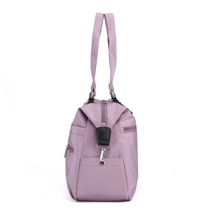 Black Stylish Nylon Large Capacity Tote Bag for Work and Commute | Multi-Pocket Shoulder Bag | Fashionable Canvas Bag 6
