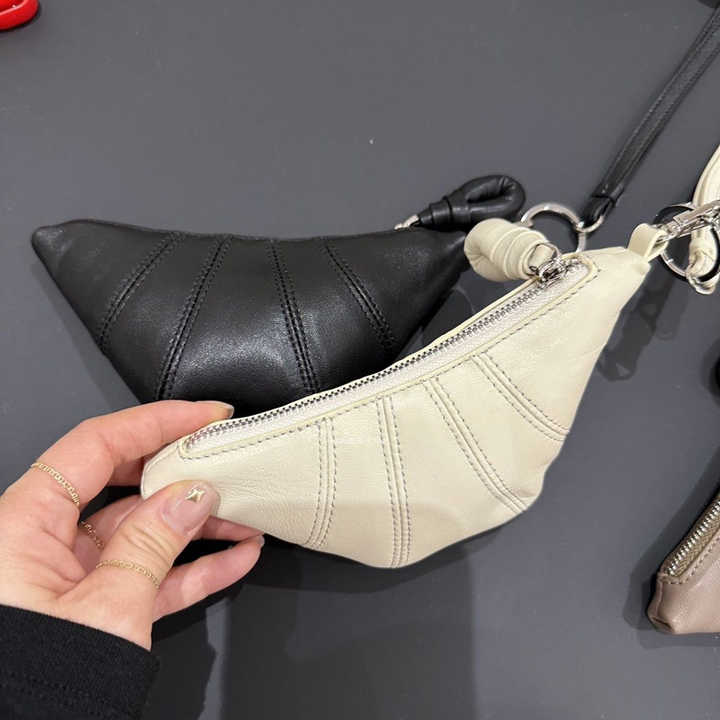 Brown Cute Crossbody Coin Purse | Mini Croissant Design Shoulder Bag | Small PU Leather Portable Makeup & Earphone Pouch 4